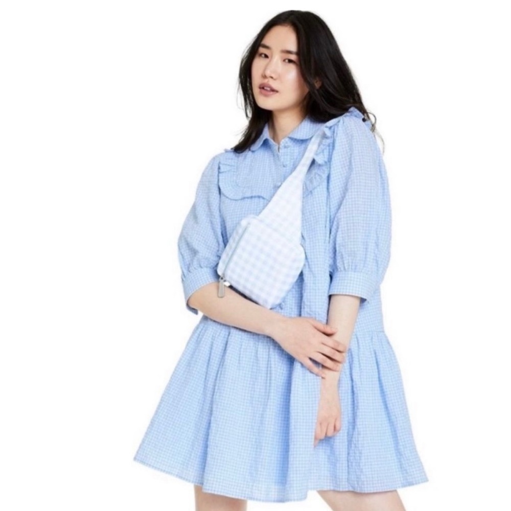 Women's Gingham 3/4 Sleeve Shirtdress - Sandy Liang x Target Blue and white